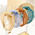 New Spring Summer Knotted Headband Solid Color Organza Cute Headband Hair Bundle Hair Accessories Transparent Women Belle Femme